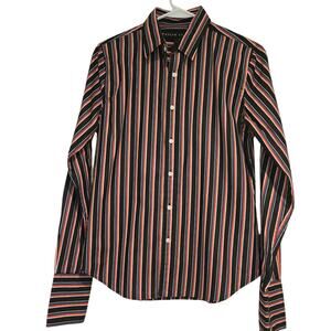 Ralph Lauren Black Label Preppy Button-Down Striped Cotton Long-Sleeve Shirt- 6